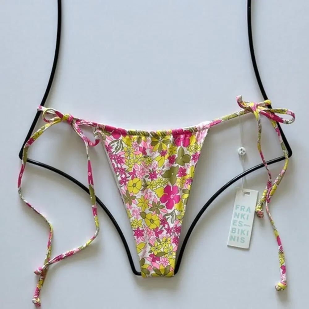 Frankies Bikinis Tia Tie Side Skimpy Bottom - Mai Tai - L - NWT